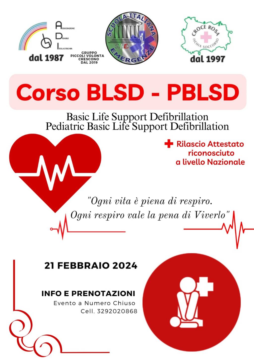 Sn – Croce Rosa, ADI e SIE organizzano un nuovo corso BLSD –&nbsp;PBLSD
