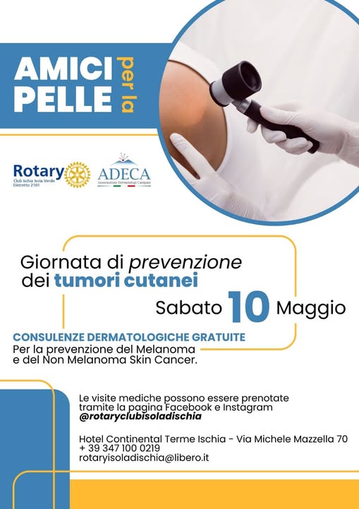 “Amici per la Pelle”: giornata di prevenzione gratuita dei tumori cutanei a&nbsp;Ischia