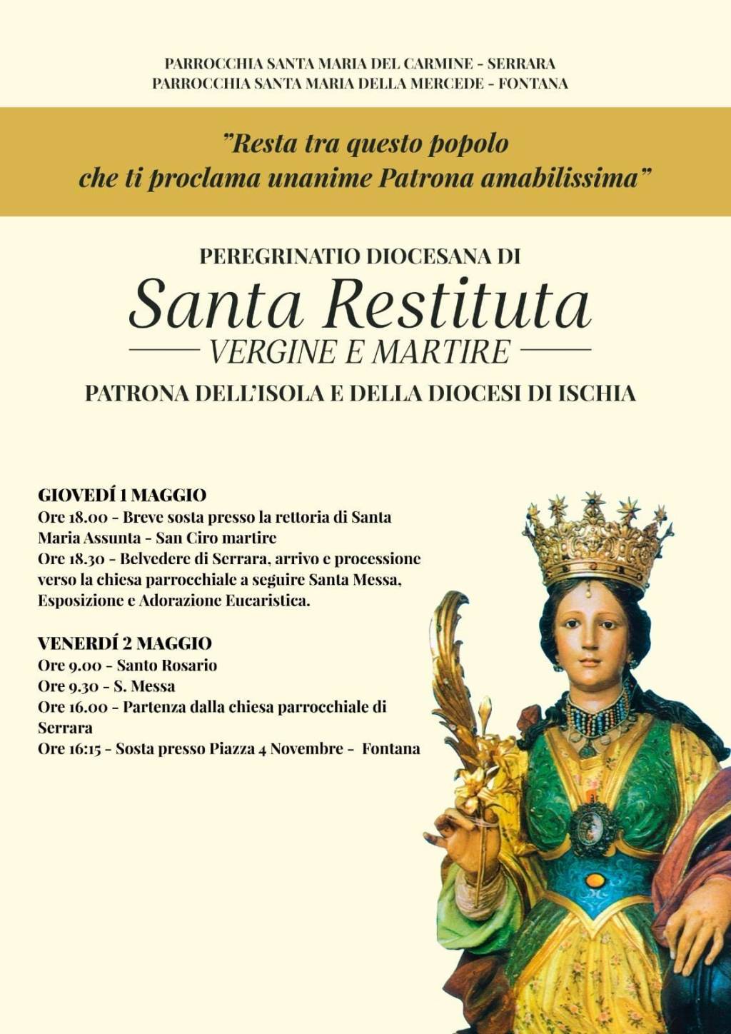 Santa Restituta per la prima volta a Serrara Fontana: un evento storico per la&nbsp;comunità