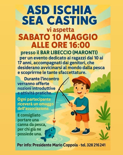 Giovani pescatori crescono: evento gratuito con l’ASD Ischia Sea Casting ai Maronti