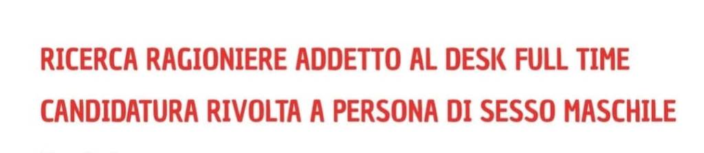 Ischia indietro nel tempo: annuncio di lavoro discriminatorio per le&nbsp;donne