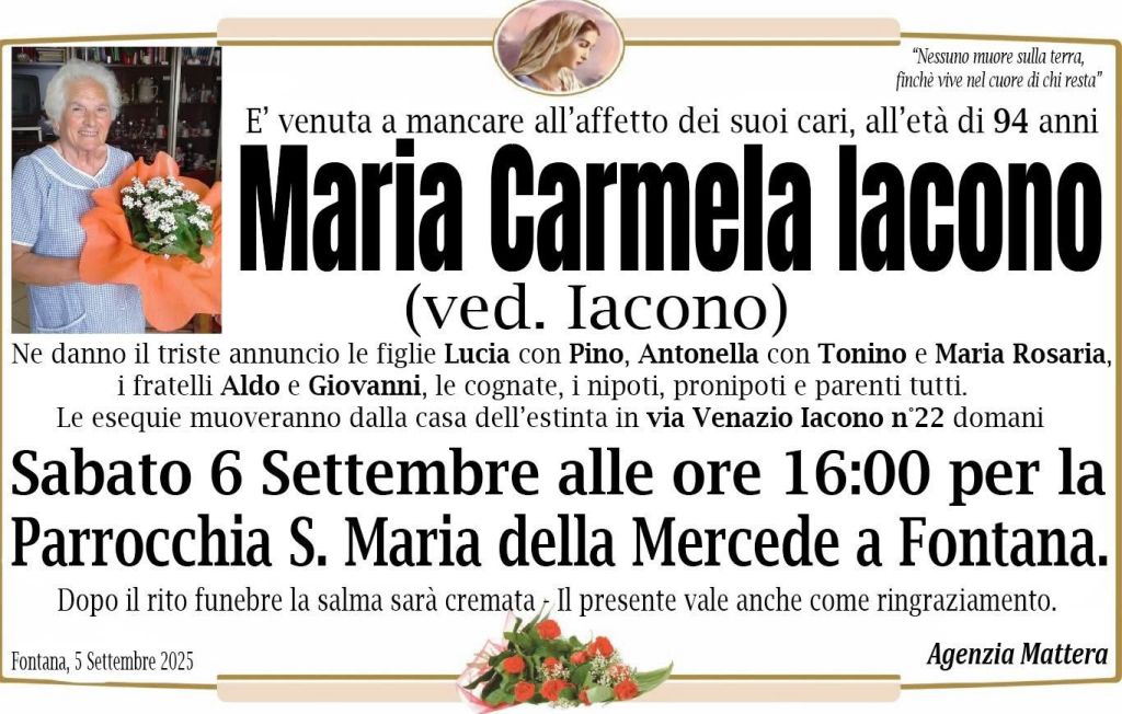 Lutto Maria Carmela&nbsp;Iacono