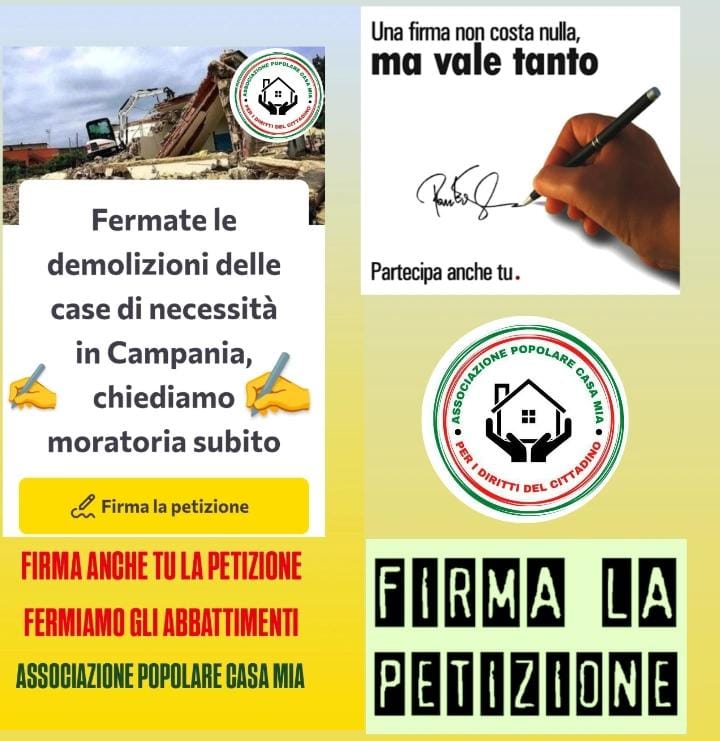 Una casa non si abbatte, si difende: petizione per fermare le demolizioni selvagge delle case di necessità in&nbsp;Campania