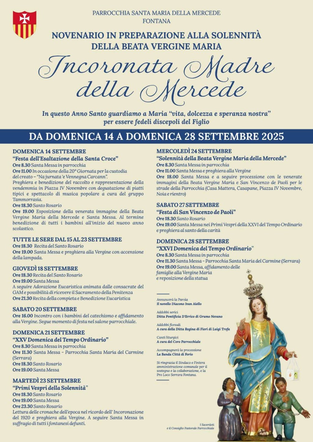 Fontana si prepara a vivere il cuore della festa dell’Incoronata Madre della&nbsp;Mercede