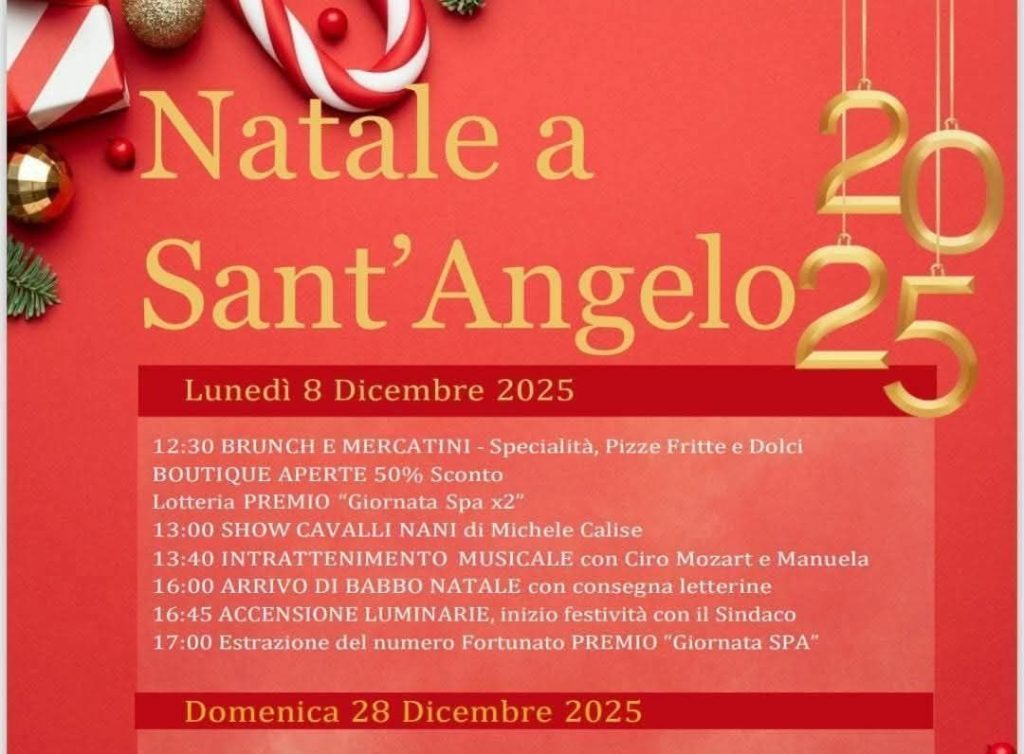 Anche Sant’Angelo inaugura il Natale: l’8 dicembre una giornata di festa tra mercatini, spettacoli e&nbsp;tradizione