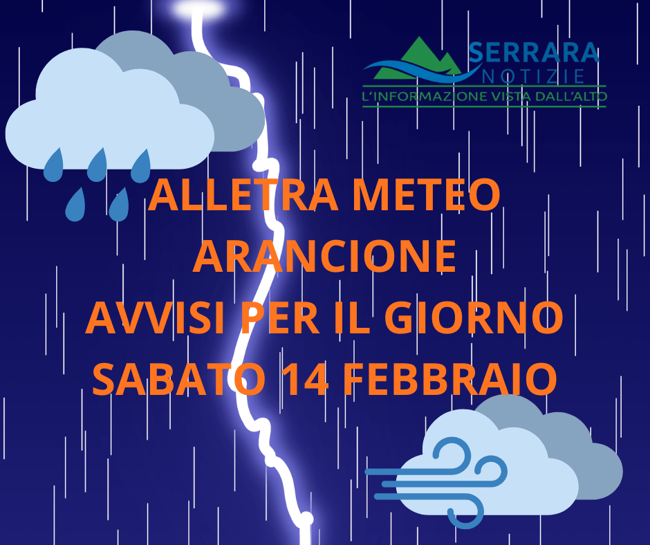 Allerta Meteo Arancione: chiusura Centro di Raccolta, Cimiteri e Parchi Giochi a Serrara&nbsp;Fontana