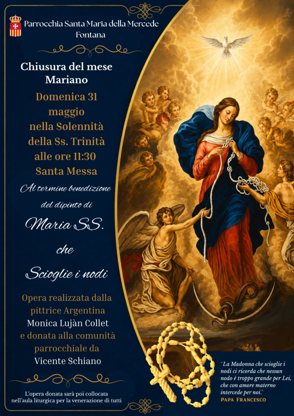 Fontana celebra la chiusura del Mese Mariano: la comunità accoglie il dono della “Madonna che scioglie i nodi”