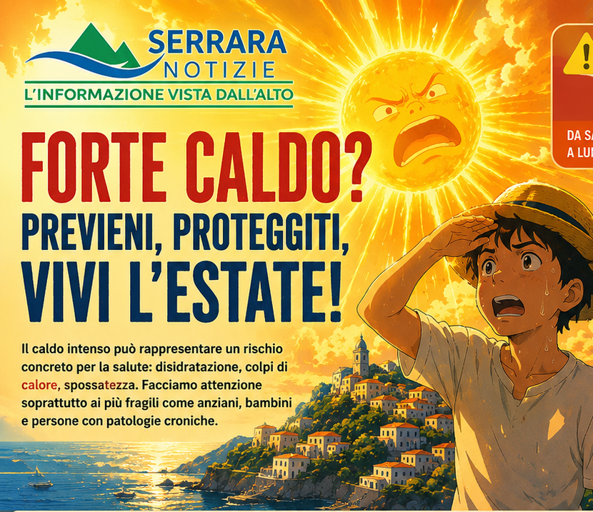 Ondate di calore in Campania: allerta fino a lunedì. Il Comune di Serrara Fontana diffonde un vademecum per affrontare l’emergenza