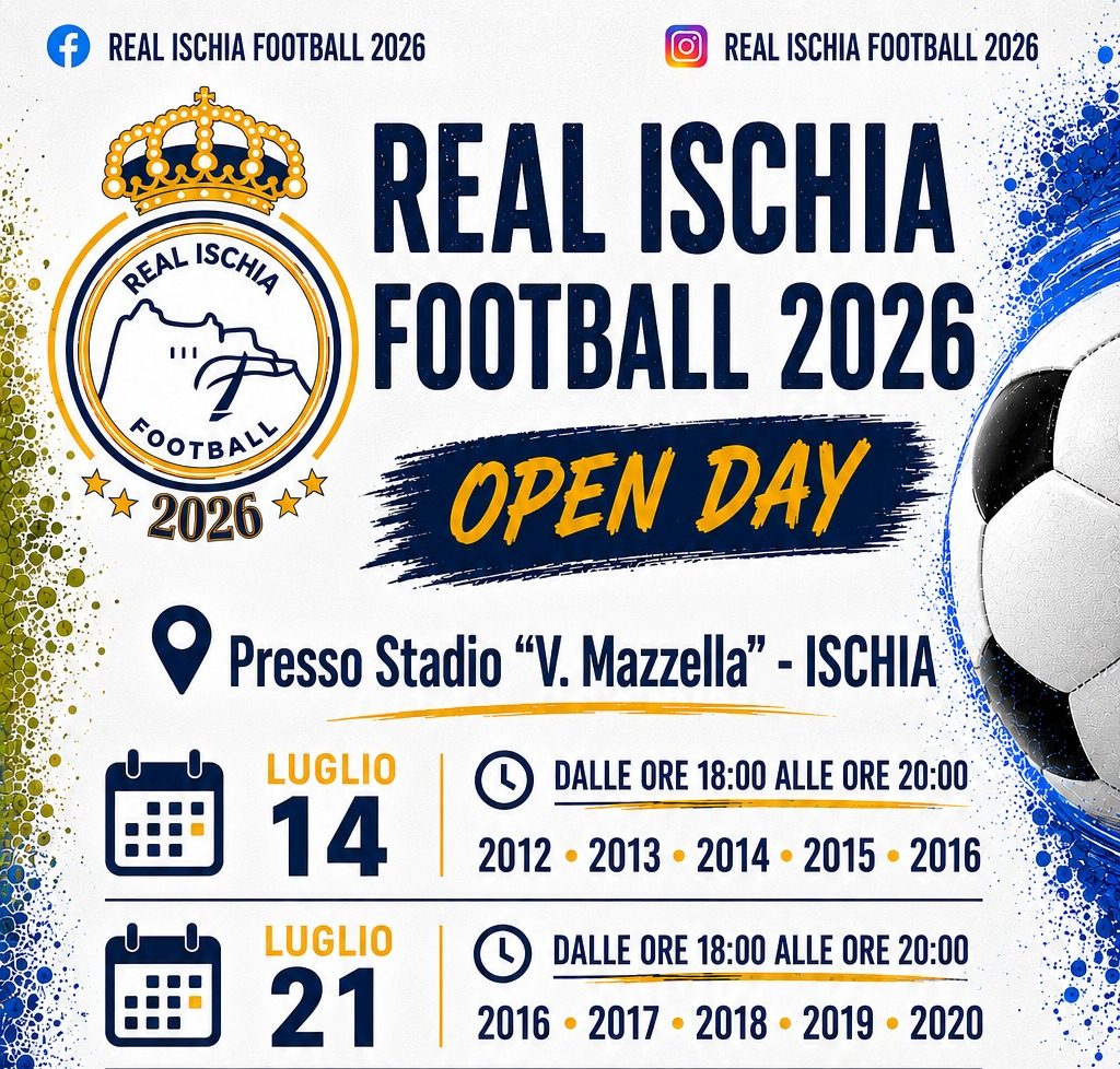 Real Ischia Football 2026: al via gli Open Day allo Stadio&nbsp;Mazzella