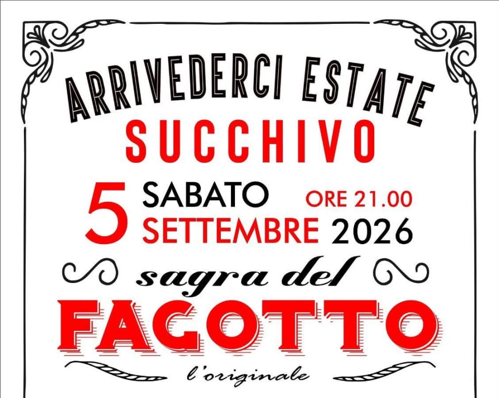 Domani a Succhivo torna la Sagra del Fagotto: tradizione, musica e divertimento