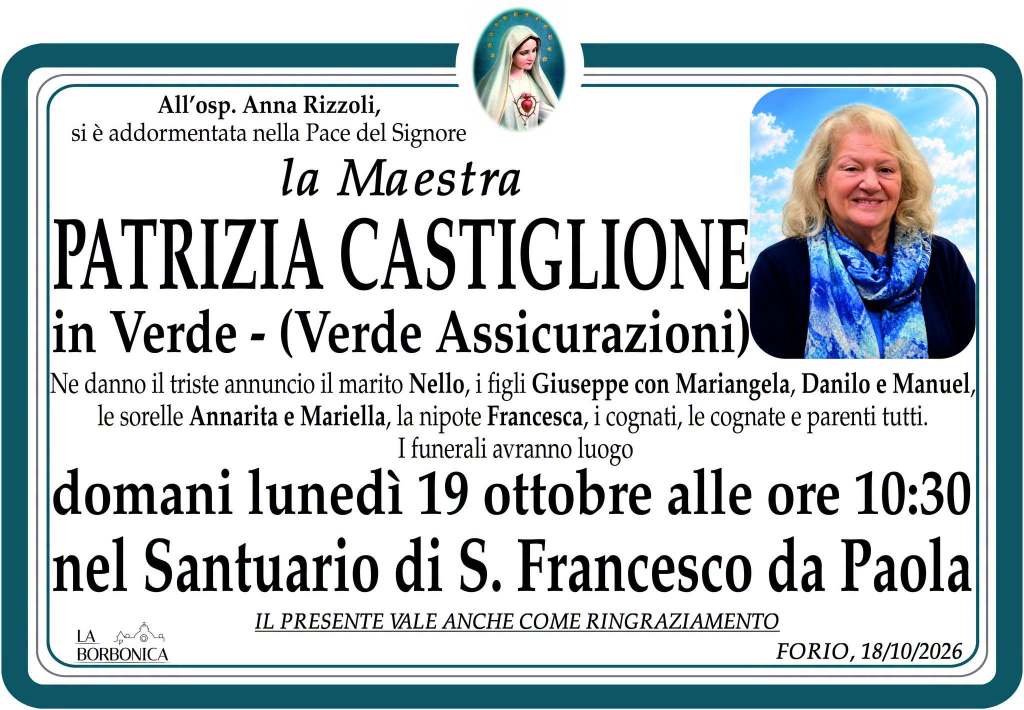 Serrara Fontana piange la scomparsa di Patrizia Castiglione, un volto amico della nostra&nbsp;comunità