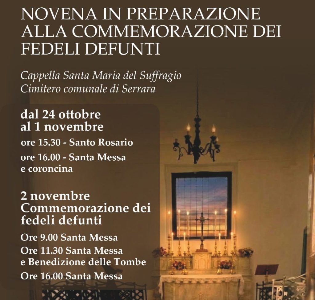 Serrara, al via la Novena in preparazione alla Commemorazione dei Defunti: il programma delle&nbsp;celebrazioni